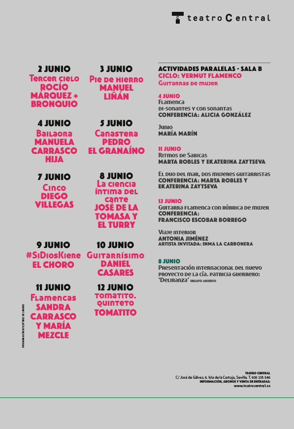 CulturaCuenta's tweet photo. Mañana se ponen a la venta las entradas para 'Flamenco Viene del Sur' #FVS en el Central de #Sevilla.

Del 2 al 12 JUN, @pedroelgranain0,  @Rocio_Marquez_,  @CiaManuelLinan, Tomatito, @casaresguitarra... 

https://t.co/ACJc5RZLMa

🎨Cartel de @unmanue

@CulturaAND https://t.co/n786T1EMSc