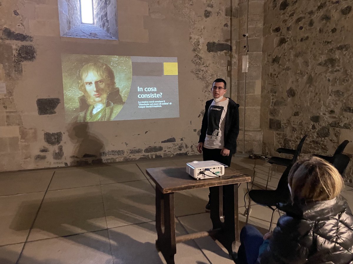 A lesson in the medieval castle of Frederick II. My students presenting their exhibition project on Romanticism to the museum director. #iPadMedieval #AppleEduChat <a href="/AppleEdu/">Apple Education</a>