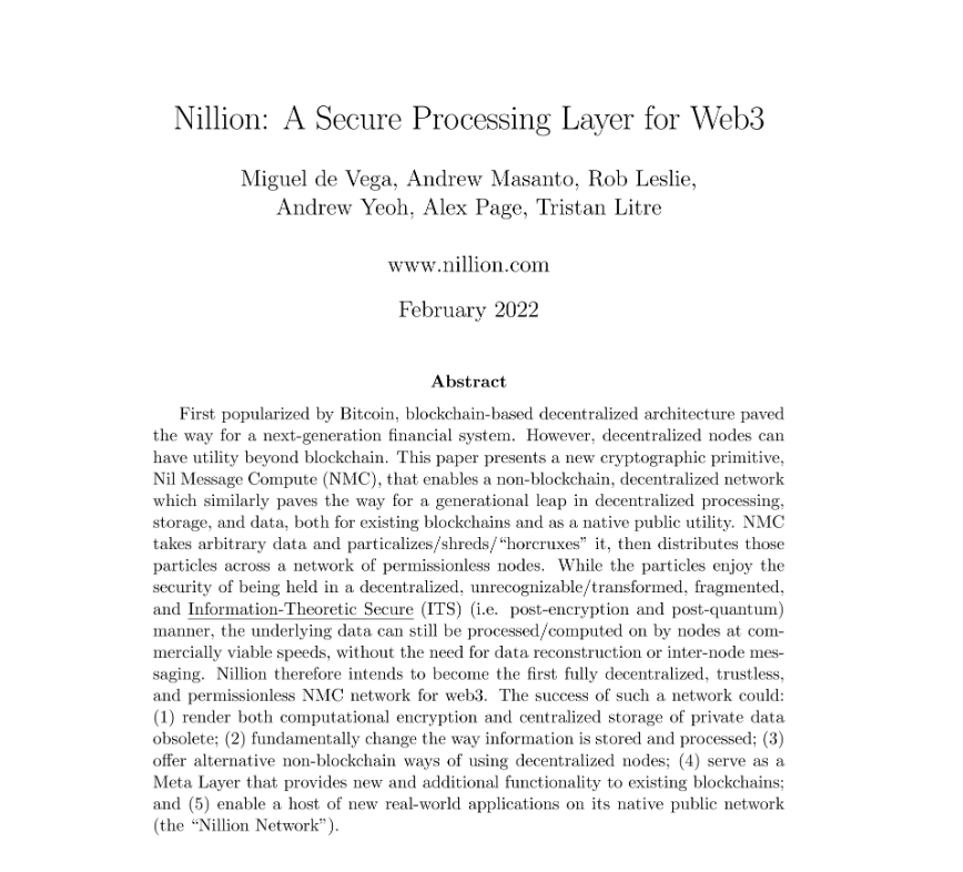 Irish serial #fintech &amp; #regtech entrepreneur <a href="/roblesman/">Rob Leslie</a> has just posted on public release of the <a href="/nillion/"></a> whitepaper on secure storage and processing of sensitive data. 

#nmc #SMPC #ZKP #web3 #defi #metaverse 

nillion.docsend.com/view/7bkgvzagr…

linkedin.com/posts/roblesli…