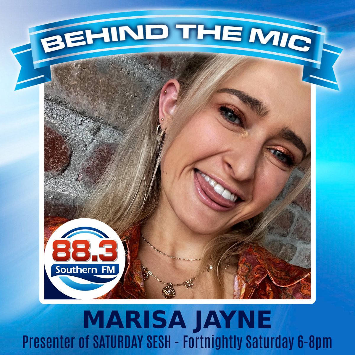 This week we introduce you to Marisa, presenter of the 'Sunday Sesh', a party in your living room with music, interviews and fun! Every second Saturday, 6-8pm. #southernfm #thesoundsofthebayside #bayside #thesoundsofthebayside #localandlive #behindthemic