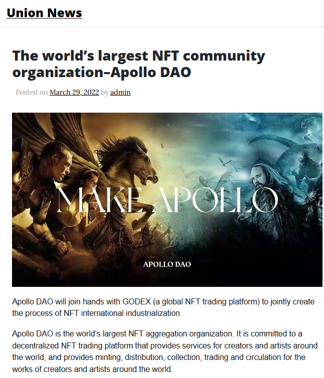 Apollo_nftdao's tweet photo. Apollo DAO community reports from 100 media around the world https://t.co/x2in8eJiEg