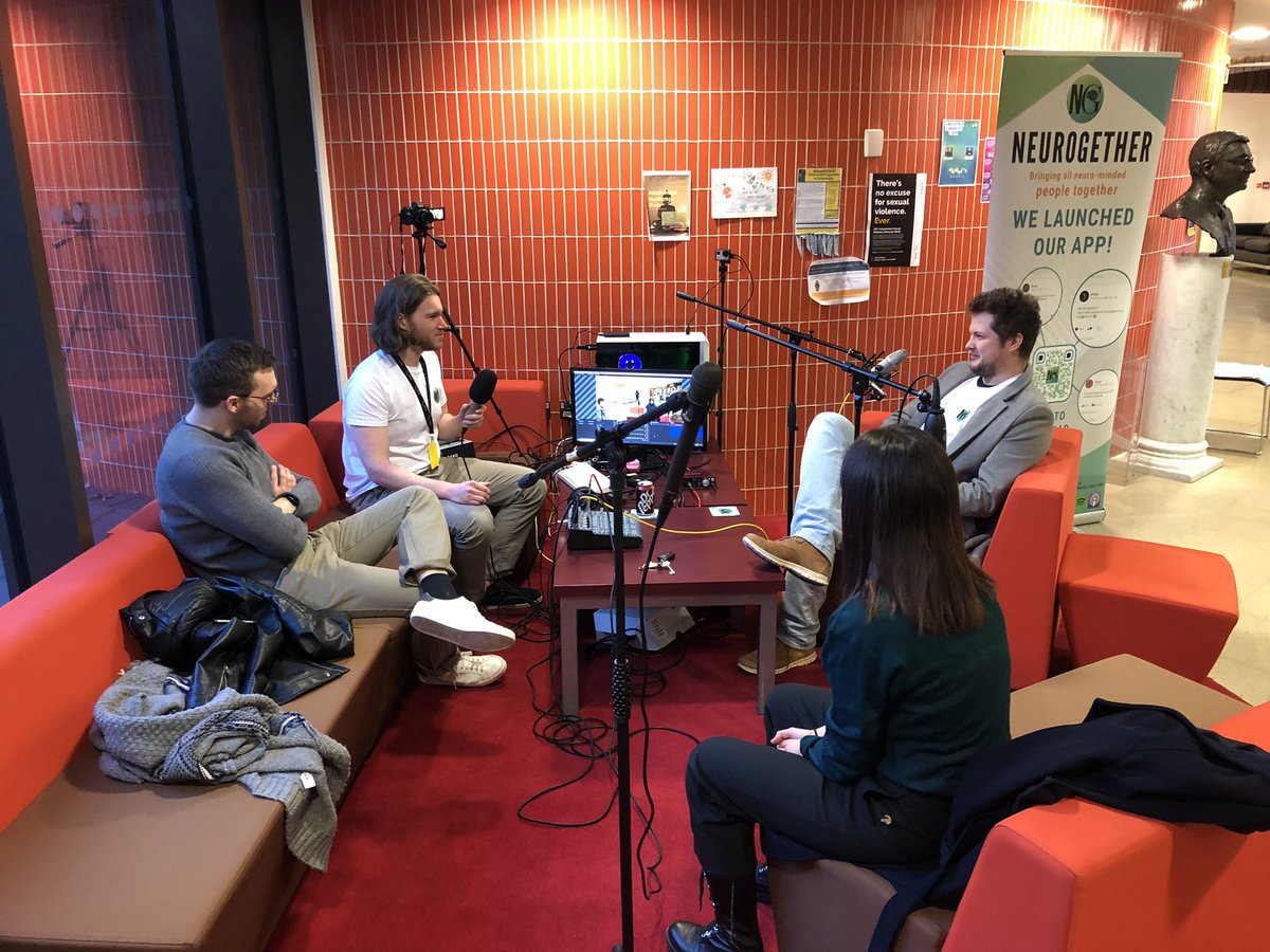 Neurogether's tweet photo. Joys of having a live podcast at Cambridge Festival 2022 - talking about neuroscience and some random fun topics! @MinusAccentus @MerliniElisa @AngliaRuskin @Cambridge_Uni @Utkarsh_neuro 
#neurogether #neuroscience #neurosciencesocialmedia #neurosciencenetworkingplatform #podcast https://t.co/QeBxVwcdUS