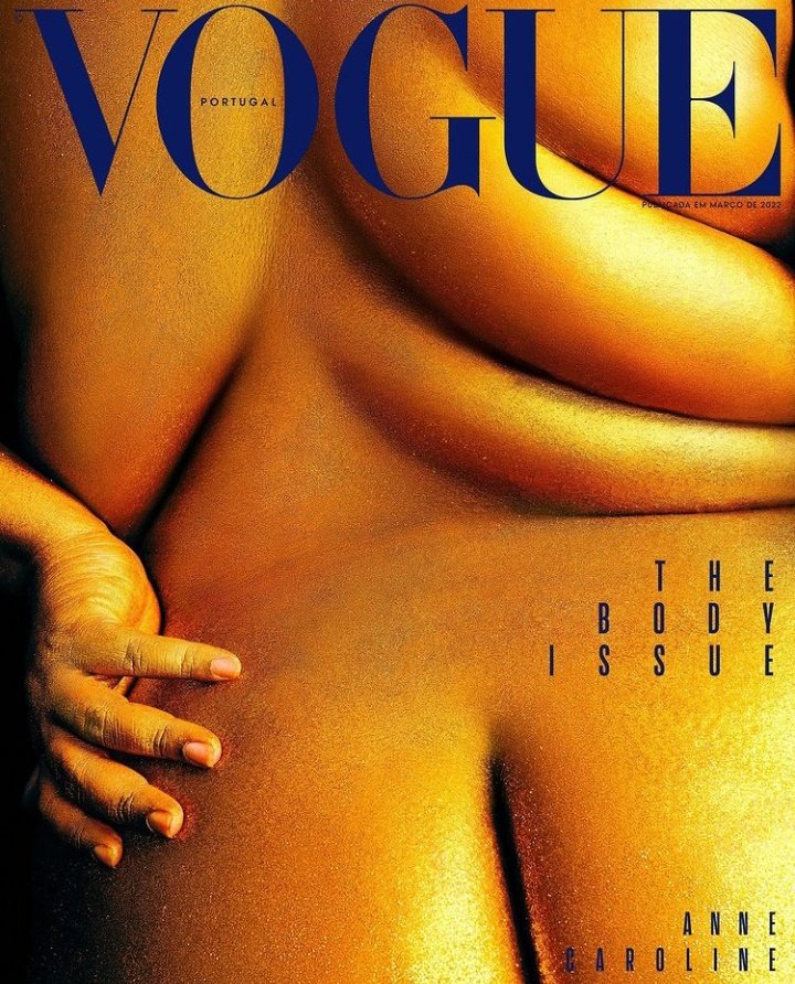 ModelsFacts's tweet photo. Anne Caroline, a black Brazilian plus size model is the one on the second cover of Vogue Portugal's ’The Body Issue’ (March 2022) https://t.co/Z5pPrNwlgz