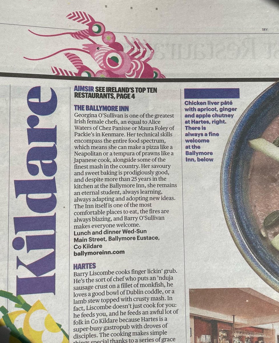 TheBallymoreInn's tweet photo. Thank you to @McKennasGuides for including us in @SundayTimesFood Ireland’s 100 best restaurants. Delighted to be included in such a celebration of Irish food! #st100best2022 https://t.co/ckTRUArRBy