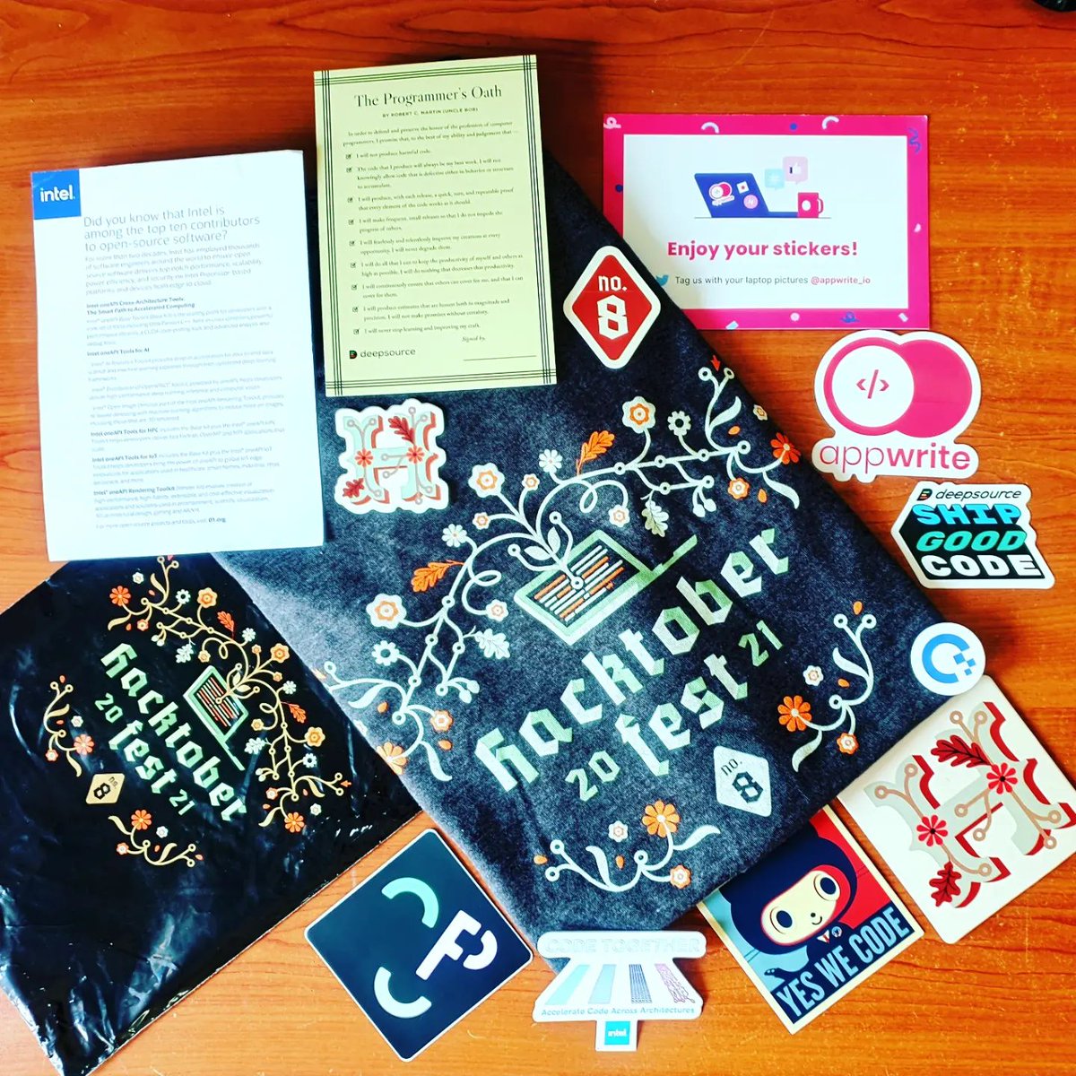 navinda_lankesh's tweet photo. Received #hacktoberfest2021 swags 🥳 for contributing in open-source. 👨💻
Thank you @hacktoberfest @digitalocean @intel
~
~
#hacktoberfest #opensource #learning #experience #programming #developer #swags #contributions #git #github #digitalocean #intel #appwrite #deepsource https://t.co/3vimqfl1jN