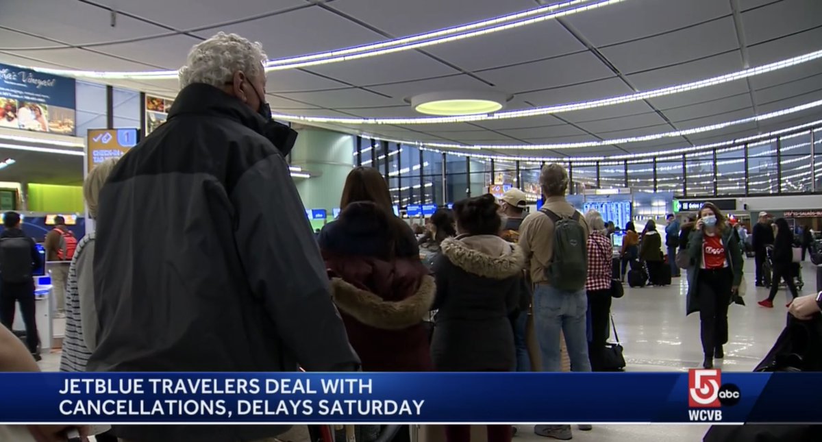 This morning, 18 #JetBlue flights have been cancelled and 14 delayed. Yesterday, 33 were cancelled and 115 delayed. We asked <a href="/JetBlue/">JetBlue</a> what is causing the issues. No response yet. #WCVB