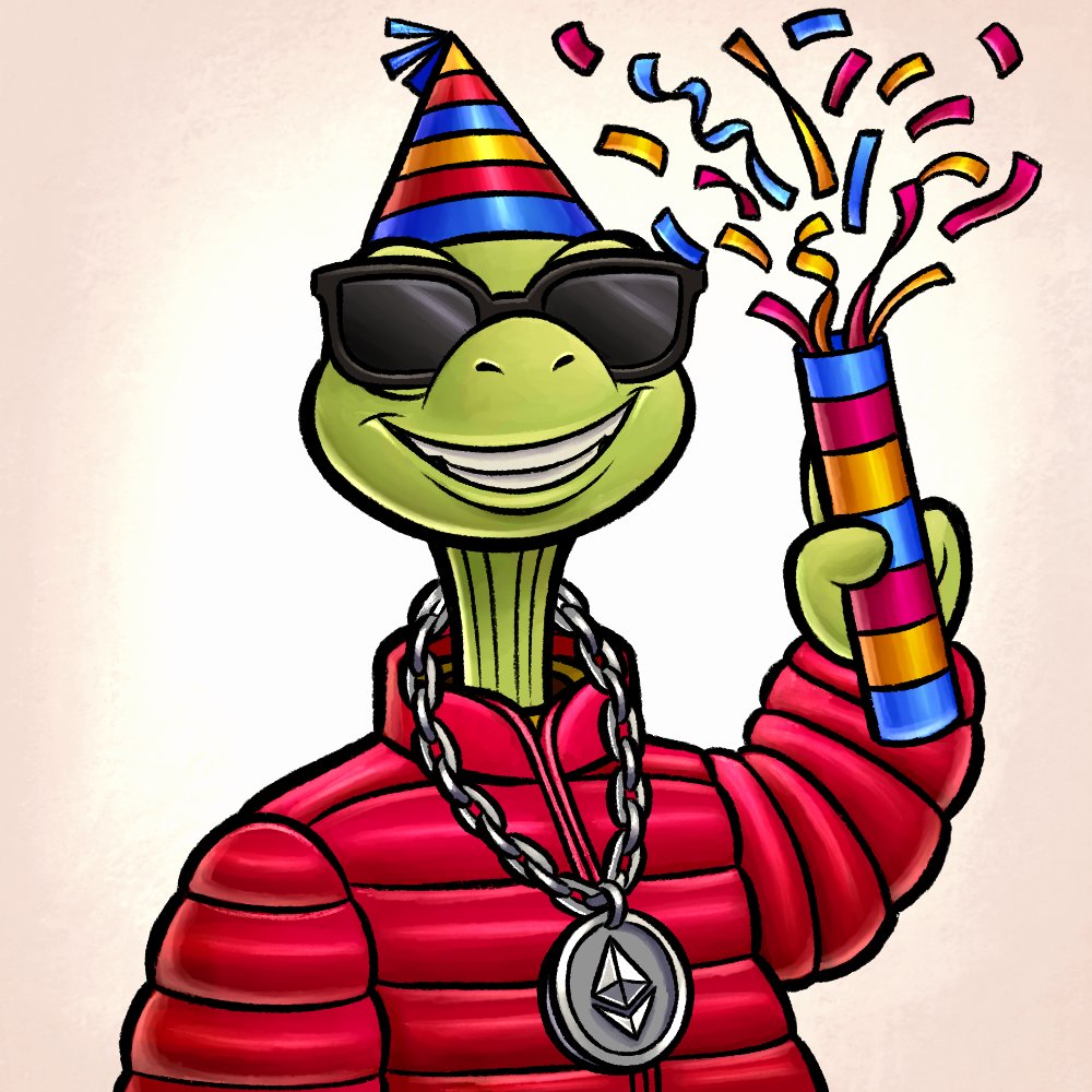 Turtles_Squad's tweet photo. He is HAPPY, always happy! Party like there is no tomorrow. He doesn’t know what waiting for him. Simply, this is his lifestyle. THE PARTY ANIMAL 🥳
#nft #nftart #NFTCommmunity  #NFTcollections https://t.co/aamfx0HFmT