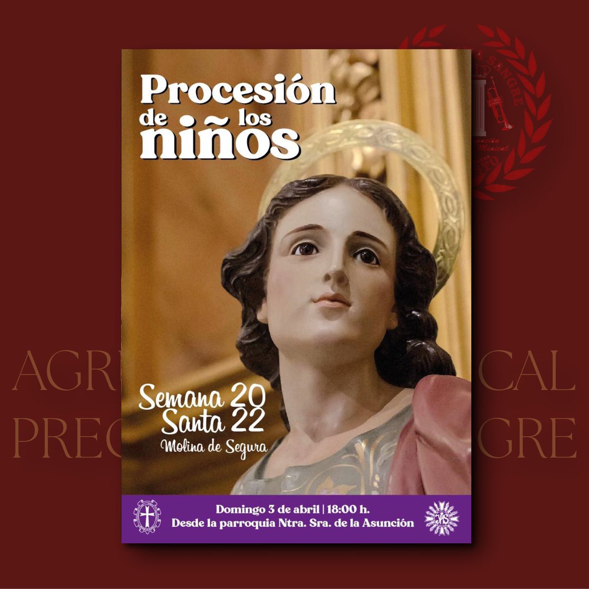 📆| Hoy nos desplazamos hasta Molina de Segura, donde pondremos nuestra música en la Procesión Infantil que tendrá lugar a partir de las 18h.

¡Gracias al Cabildo de Cofradías De Molina por confiar en nosotros para dicho acto! ♥️
