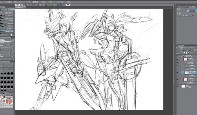 よし・・・(サイズ比較確認のためのラフ
ここからは先に終わらせなきゃなゆみさん進めるぞっと 