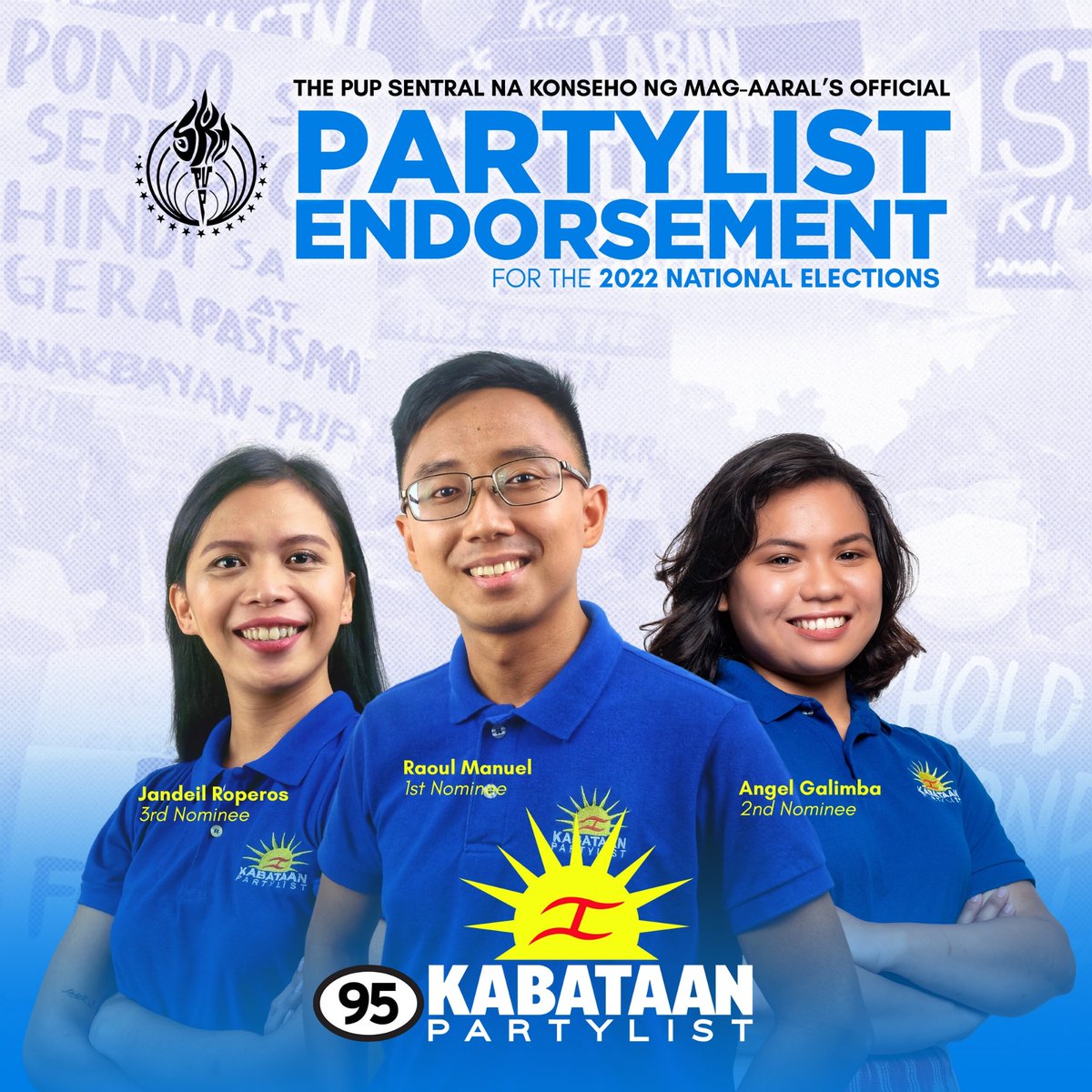 PUPTheCatalyst's tweet photo. Gayundin, inendorso ng konseho ang 10 kandidato sa pagka senador na sina Diokno, Hontiveros, Colmenares, De Lima, Espiritu, Baguilat, Labog, Matula, Lacson at Zubiaga. 

Samantala, Kabataan Partylist naman ang opisyal na inendorso sa Kongreso. https://t.co/nh0srMlVT8