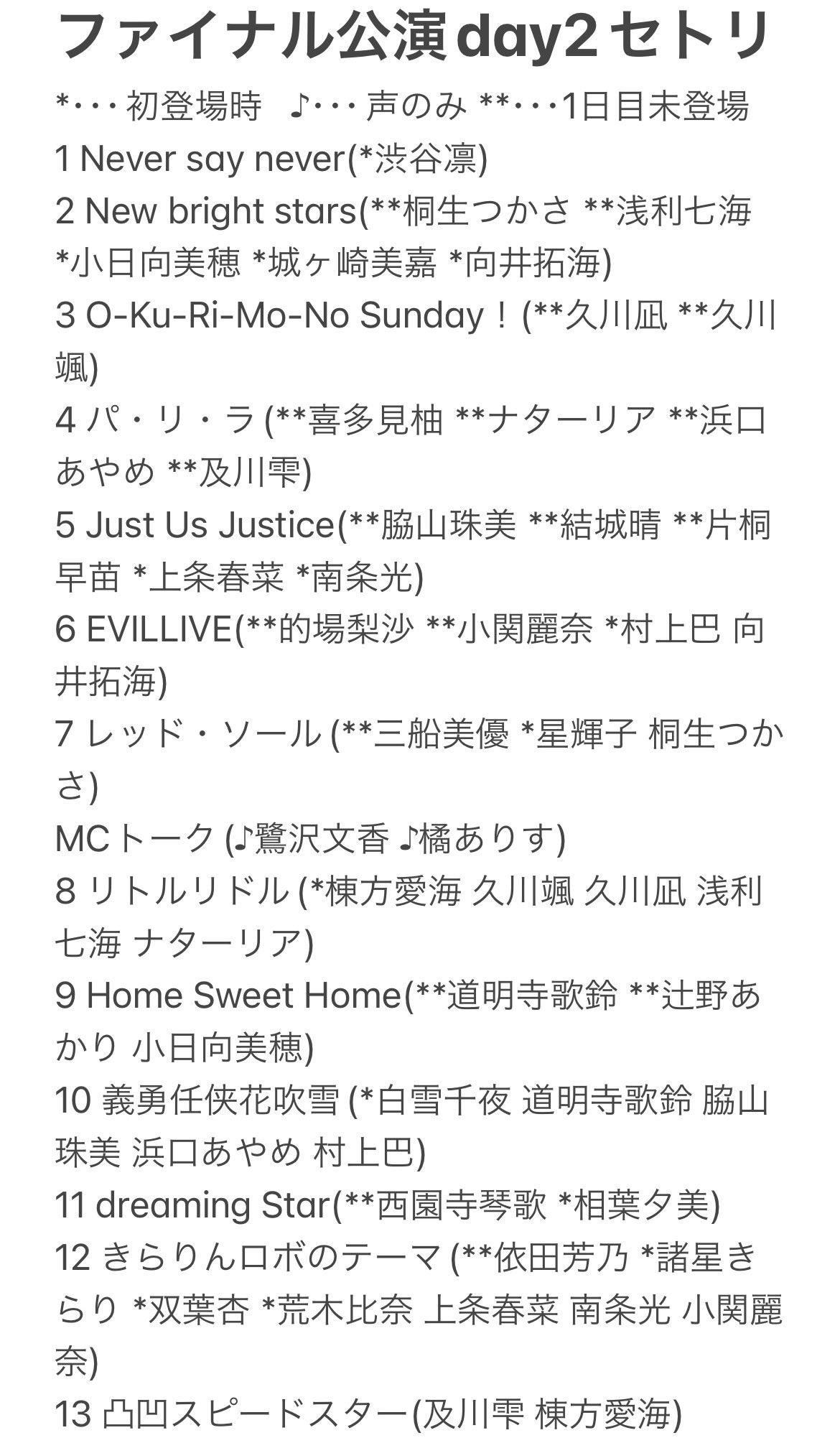 Zorn ファイナル公演day2セトリです デレライブ史上最強のセトリ 本当にありがとうアイドルマスターシンデレラガールズ シンデレラ10周年 ファイナルday2 シンデレラ10周年 ファイナル アイマス デレマス T Co Eomyhzkvjc Twitter