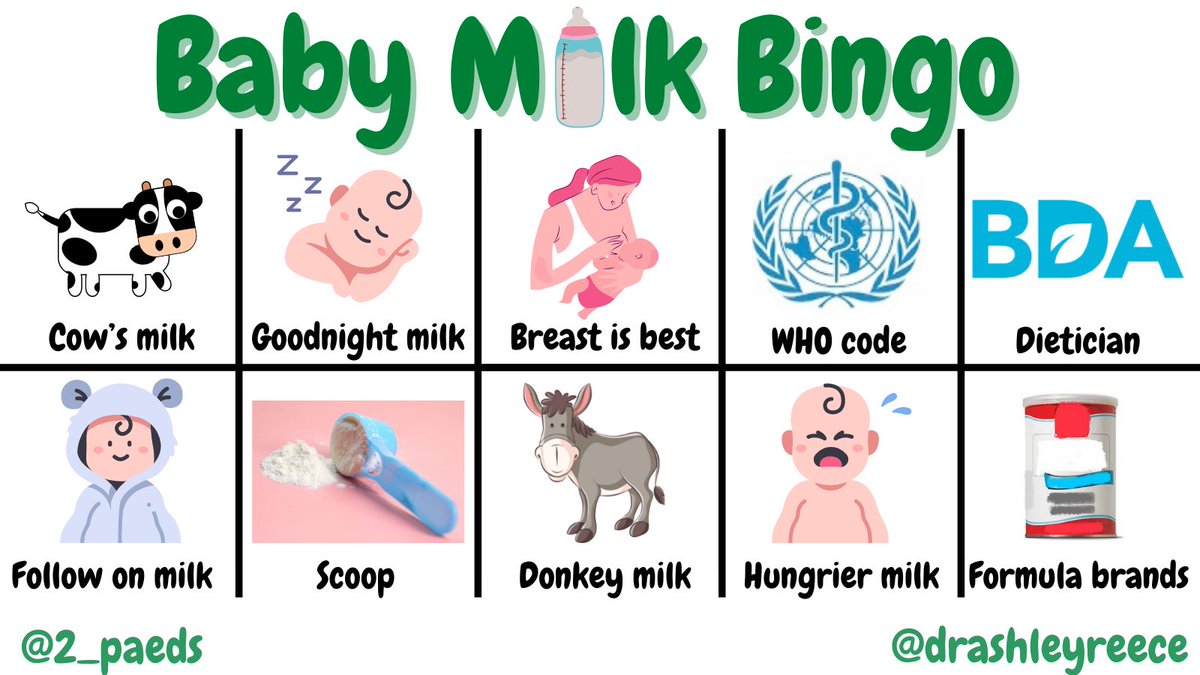 📢 Listen to the latest @2_paeds podcast about 🍼 Infant Milk Formulae 🎙 with me and @baheevandebor and 👶 play Baby Milk Bingo as you listen! Cross off each item when you hear it...but will you get a full house?? soundcloud.com/user-663288011…