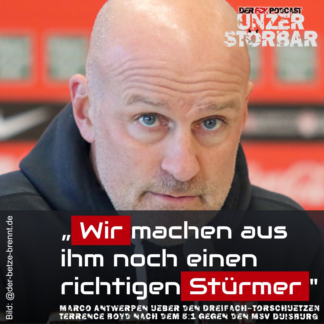 UnzerstoerPod's tweet photo. „Wir machen aus ihm noch einen richtigen Stürmer“
Marco Antwerpen lachend über den Dreifach-Torschützen @TBoyd91 nach dem 5:1 Heimsieg gegen den MSV Duisburg.
#Unzerstörbar #Betze #fck #FCKMSV #3Liga https://t.co/BmGTHrE9ej