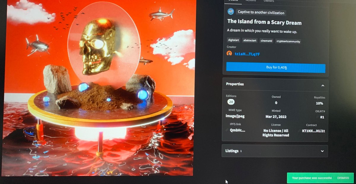 GM🖤 

Just bought “The Island from a Scary Dream” by <a href="/Tarasushka_art/">tarasushka_art</a> 

I really loved this one nice job sir!🙌🏻

#CleanNFT #tezos #shillme #NFTshill