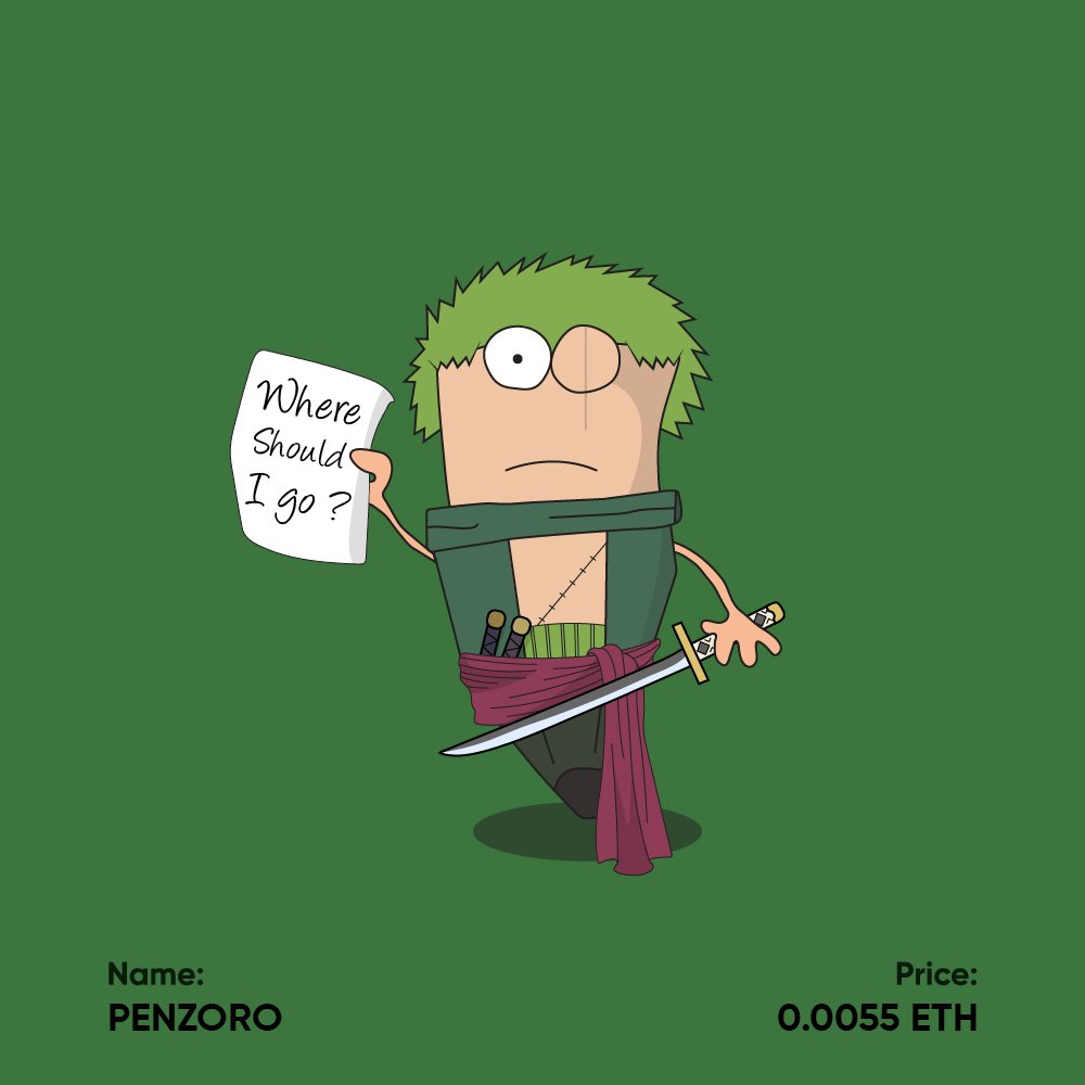Gudlejinho's tweet photo. Penzoro is a guy who wants to become the best swordsman. 💪✏️⚔️⚔️

SKills : Knitting.

https://t.co/uMa4ekYNd0

#NFT #NFTCommmunity  #digitalart  #ONEPIECE https://t.co/SvqAwkD0Qx