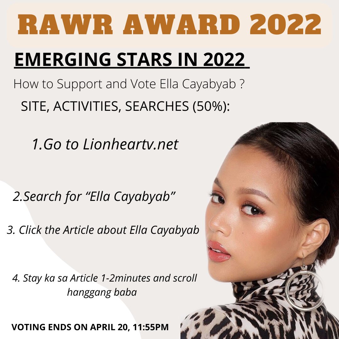 NanOlaivar's tweet photo. Ella Cayabyab is one of the nominees in Rawr Pulse EMERGING STARS 2022. 

Please Follow the steps below on how to Support and Vote Ella Cayabyab 

ONLINE VOTING : 🖇https://t.co/bBZp324bkP

ARTICLE: 🖇 https://t.co/ybsCO6jwTR

@ellacayabyab_ #EllaCayabyab https://t.co/4yhjtwFYgp