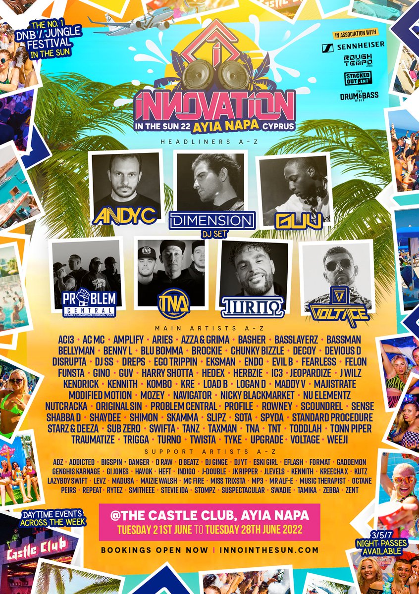 Incase you missed it.. Here's this years full line-up 💯

Daytime event bookings are now open for all rave pass holders!

Innointhesun.com