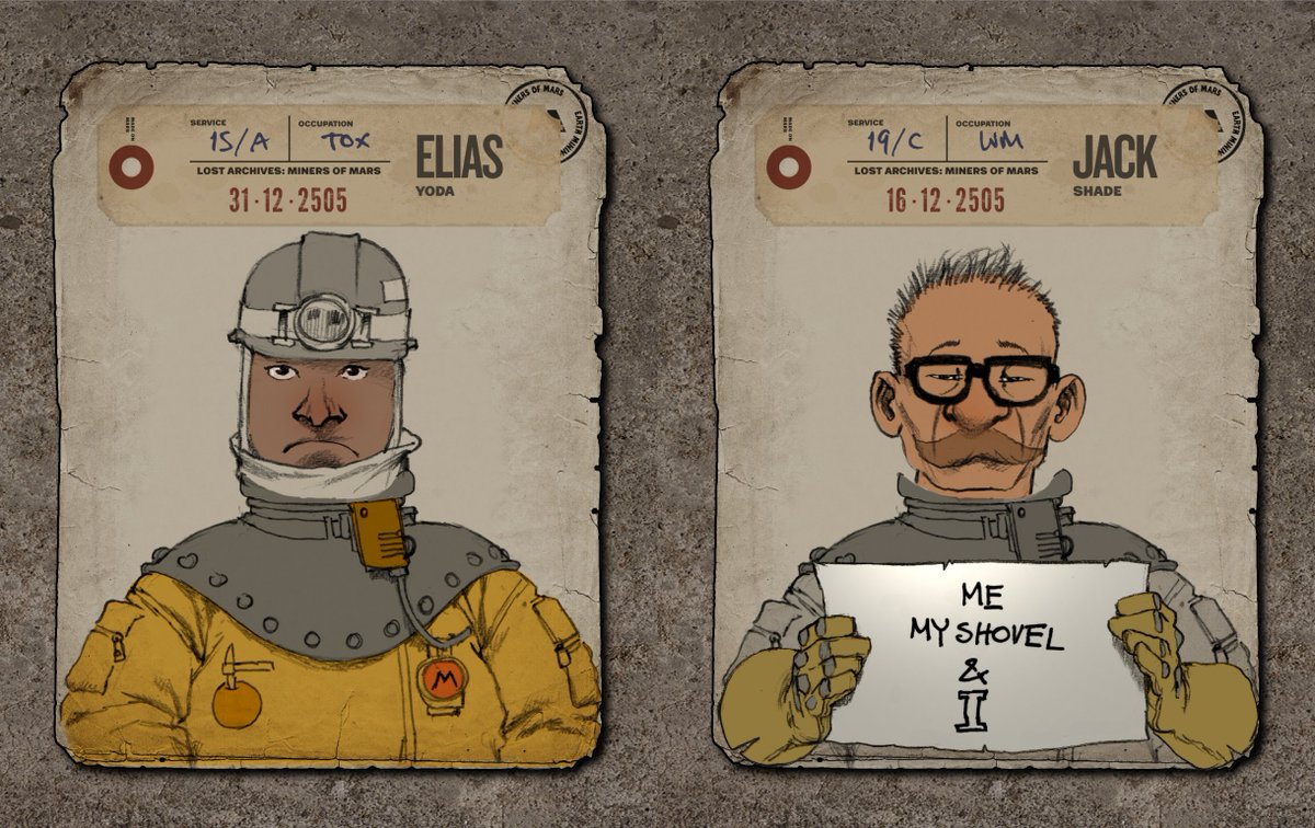 MinersofMars's tweet photo. More sneak peeks!!! ⚡️ Welcome, Elias and Jack to the light! In shovel we trust! Good Mining brothers! 

#MinersofMars #NFTProject #EthereumNFTs #SolanaNFTs #NFTCommumity https://t.co/uPI2QlPHbY