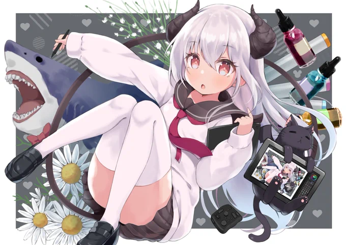 最近知ってくれた方向けに改めて。白髪教信者のイラストレーターです😇8児(V)のママでもあります。よろしくお願いします!(娘紹介はツリーで) 