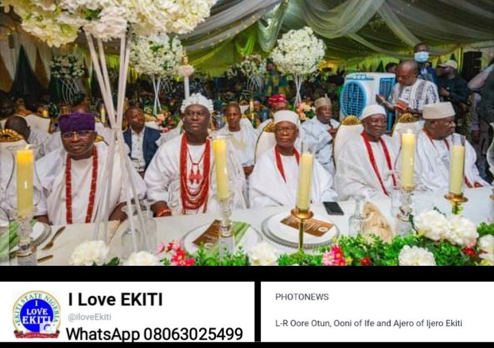 iLoveEKITI's tweet photo. EXCLUSIVE PICTURE OF TWO GREAT EKITI KINGS SITTING NEXT TO OONI OF IFE AT A SPECIAL EVENT.

Oore of Otun Ekiti and Ajero of Ijero Ekiti spotted sitting side with side to Ooni of Ile - Ife.

Ekiti is great https://t.co/CXV4hlMJgO