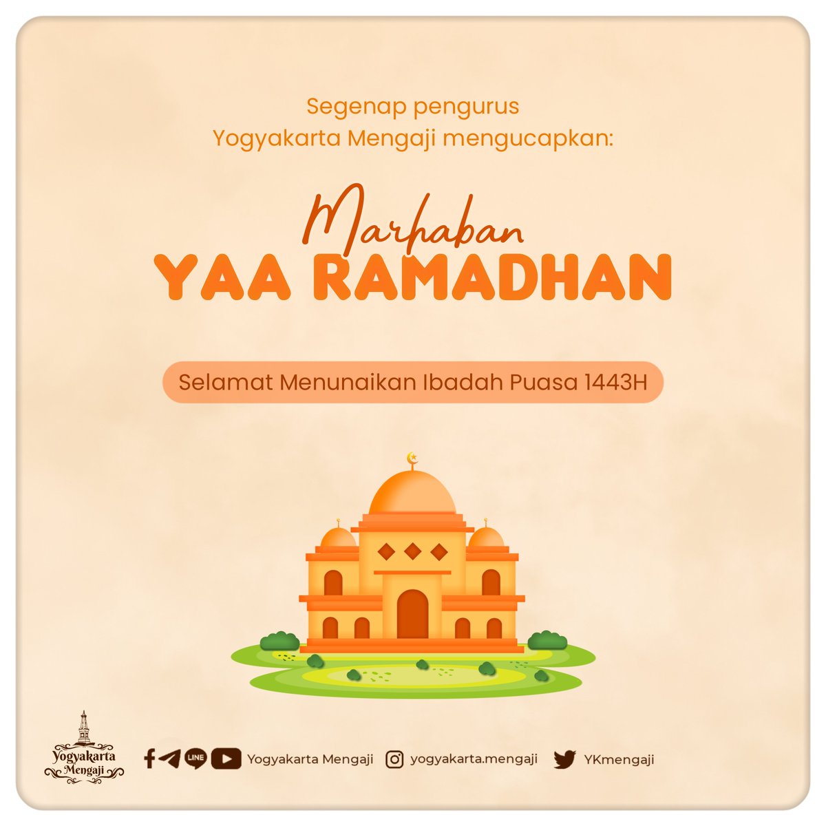 YkMengaji's tweet photo. Segenap pengurus Yogyakarta Mengaji mengucapkan:

Marhaban Yaa Ramadhan

Selamat Menunaikan Ibadah Puasa 1443H

Semoga di bulan Ramadhan ini kita menjadi muslim yang lebih baik dan semakin bersemangat dalam menuntut ilmu dan beramal

Aamiin yaa Rabb

#yogyakartamengaji #Ramadhan https://t.co/mqKfoFmJHP