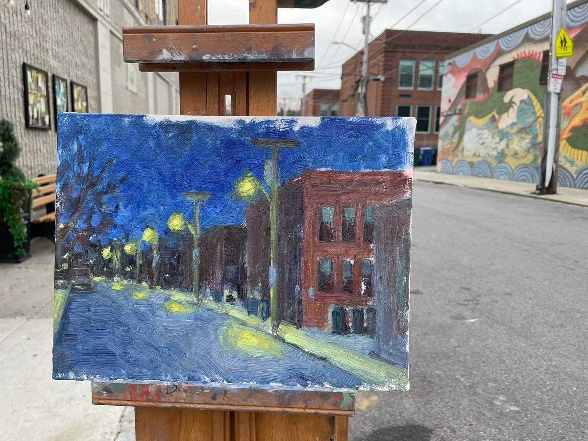 graywendipaint1's tweet photo. I walked back over to the #sumnerschool #bps to capture it in the early morning before the sun woke up and the clouds roll in .  9x12 Handmade panel . #oilpainting  #boston #bostonpublicschools #pleinairpainter #pleinair #roslindale  #enpleinair #charlessumner #painting https://t.co/vlPwkjb0yN