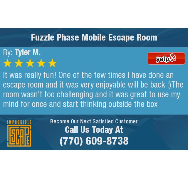 EscapeNorcross's tweet photo. 5 Star: Tyler M. "It was really fun! One of the few times I have done an escape room and it was very enjoyable..." https://t.co/v1UGKkTB81 https://t.co/cZOMIyAnPW