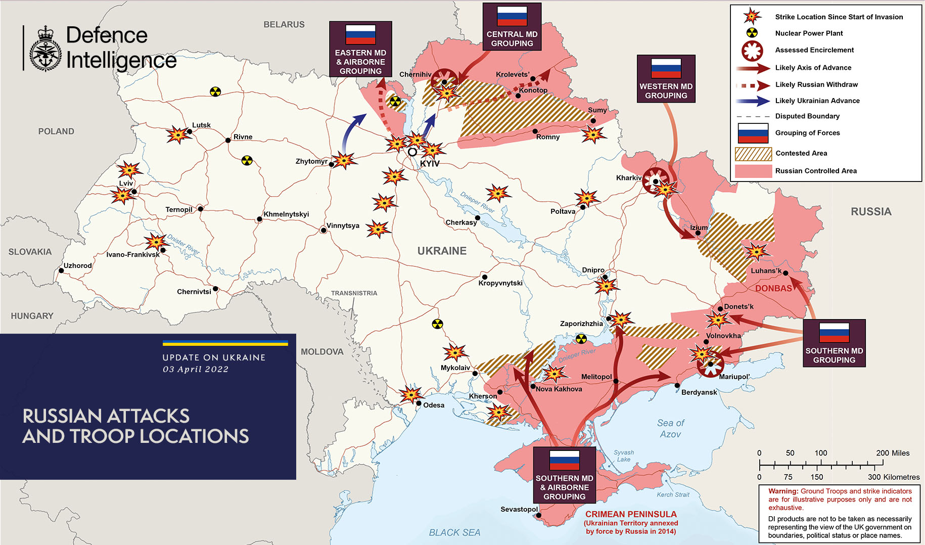 Russian attacks and troop locations