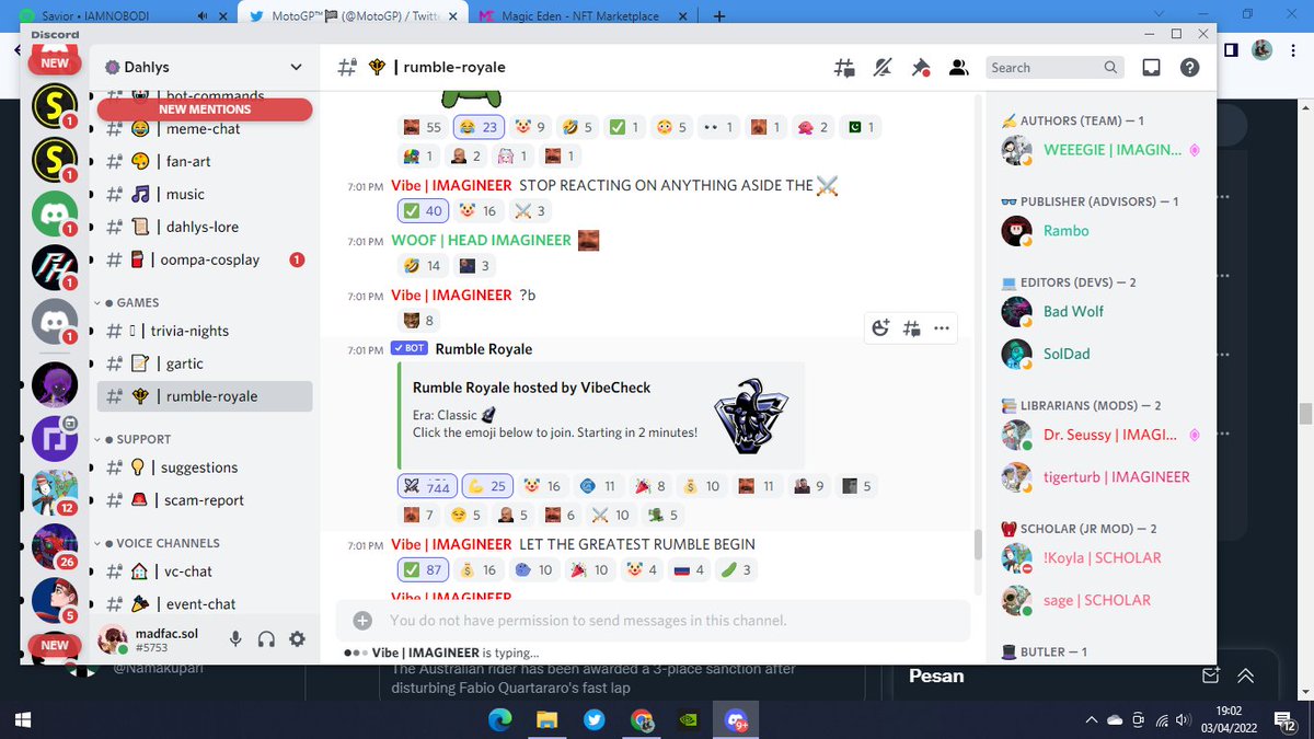 Namakupari's tweet photo. Dont forget join to The biggest Royal Rumbel game. The community so hype i like it @DahlysArt 😍 https://t.co/hpHWvgXZXu