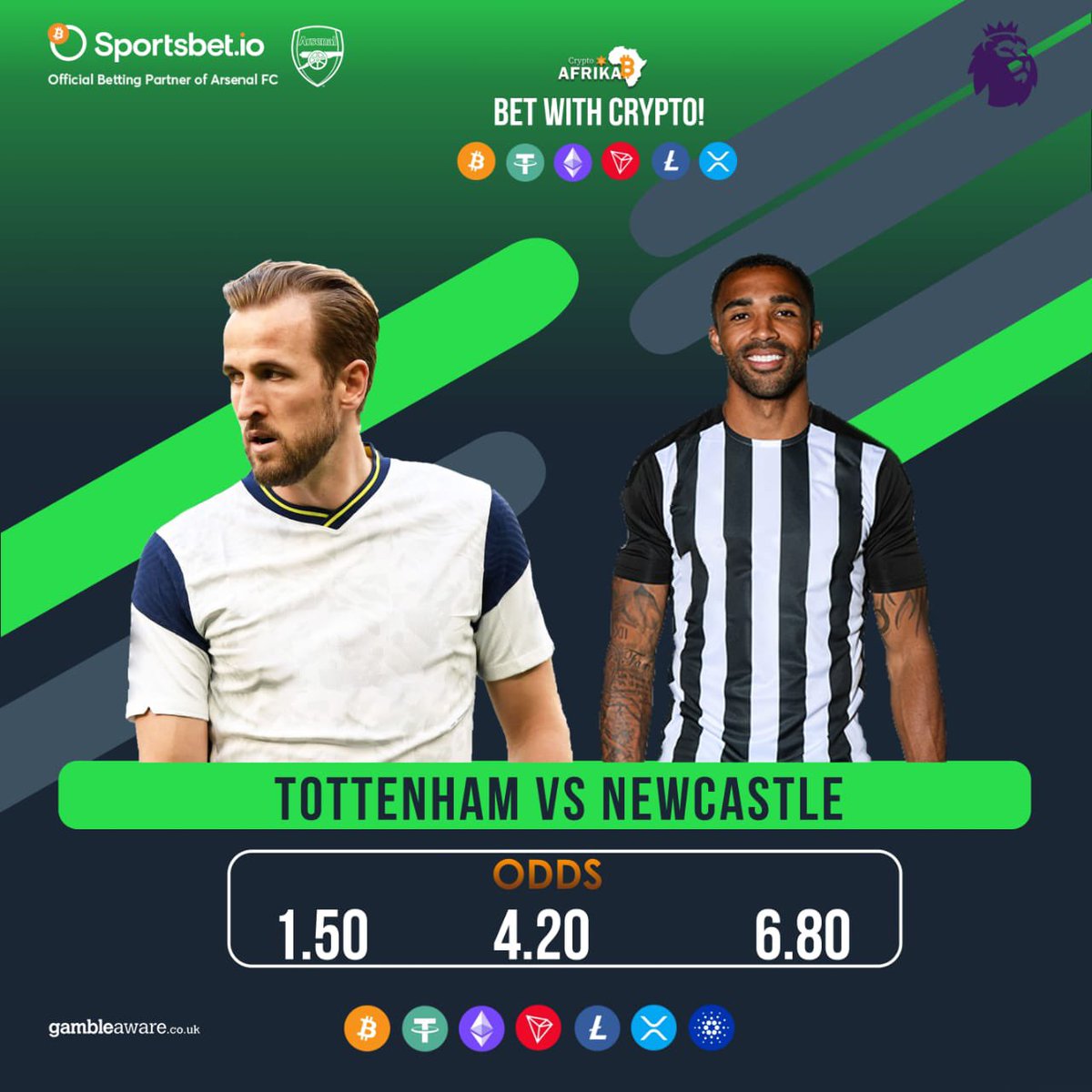McKCarol256's tweet photo. Winning is guaranteed when you bet using crypto. Join @Sportsbetio using the link
https://t.co/TALYhSjfdV… & stake today's premier league games.
Better odds , easy to interact on the platform ,it's accepted world wide etc.
#GameWithCrypto
#PL https://t.co/5N48OwdwMH