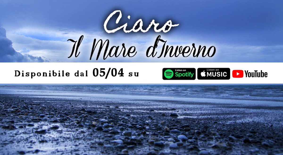 ciaroofficial's tweet photo. 📌Segnatevi questa data📝
➡️ 5 APRILE ⬅️
la mia personalissima versione 
de “IL MARE D’INVERNO”🌊❤️
VI ASPETTO… 😎✌🏻
#ilmaredinverno #5aprile #YouTube #Spotify #Video #photo #BuonaDomenica #goodmorning #StayTuned https://t.co/uPw8WQpy2C