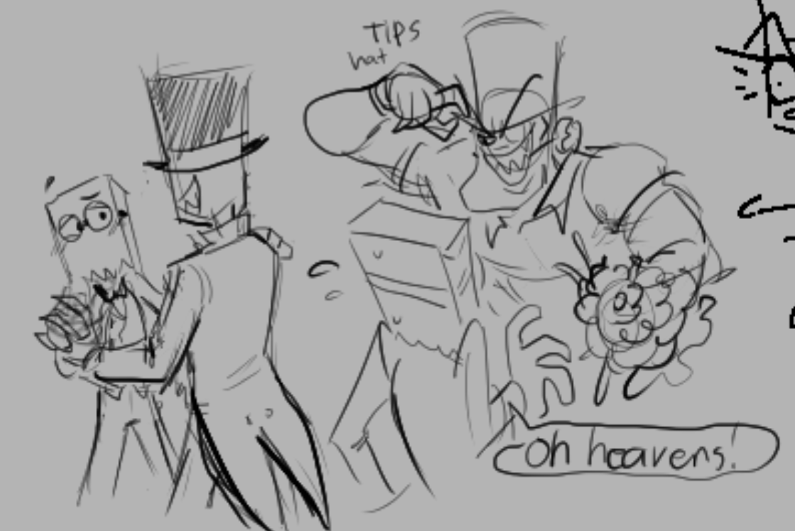 RecklessBucket2's tweet photo. #Paperhat #PaperHot #PaperLizard !

Had a short moment of shipping brain-rot! Emotionally conflicted BH gives me serotonin. I also find it cute that BH would change his outfit for his first one sided date

#Villainous #VillainousFanart #Blackhat #MuscleHat #Demencia #DrFlug https://t.co/HCmHJ8yniK