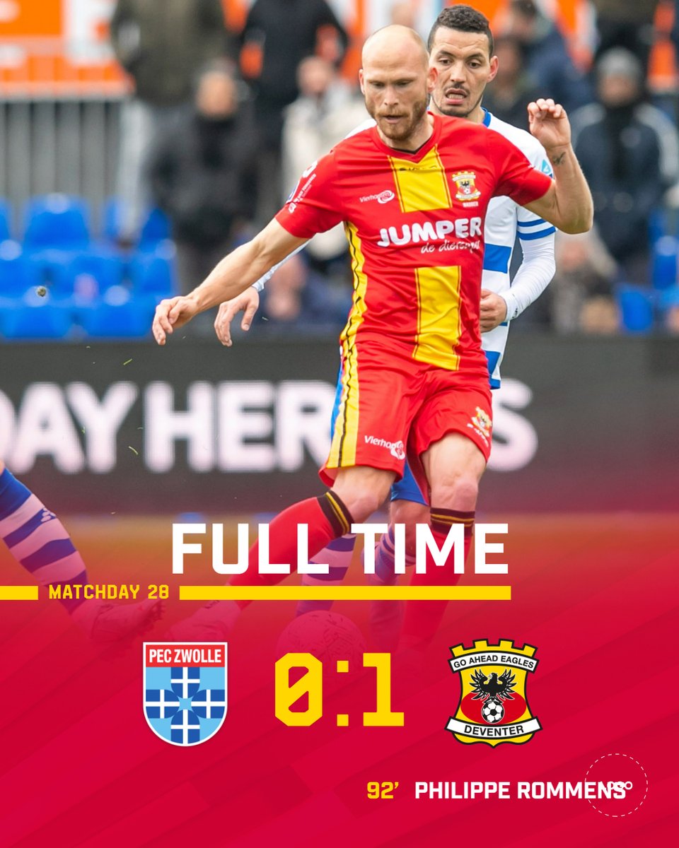 GAEagles's tweet photo. 𝗗𝗘 𝗜𝗝𝗦𝗦𝗘𝗟 𝗜𝗦 𝗩𝗔𝗡 𝗢𝗡𝗦!!!! 😍

Go Ahead Eagles wint in Zwolle door een onwaarschijnlijk mooi doelpunt van Philippe Rommens!

#PECGAE 0-1 https://t.co/EZcU1dXZvF