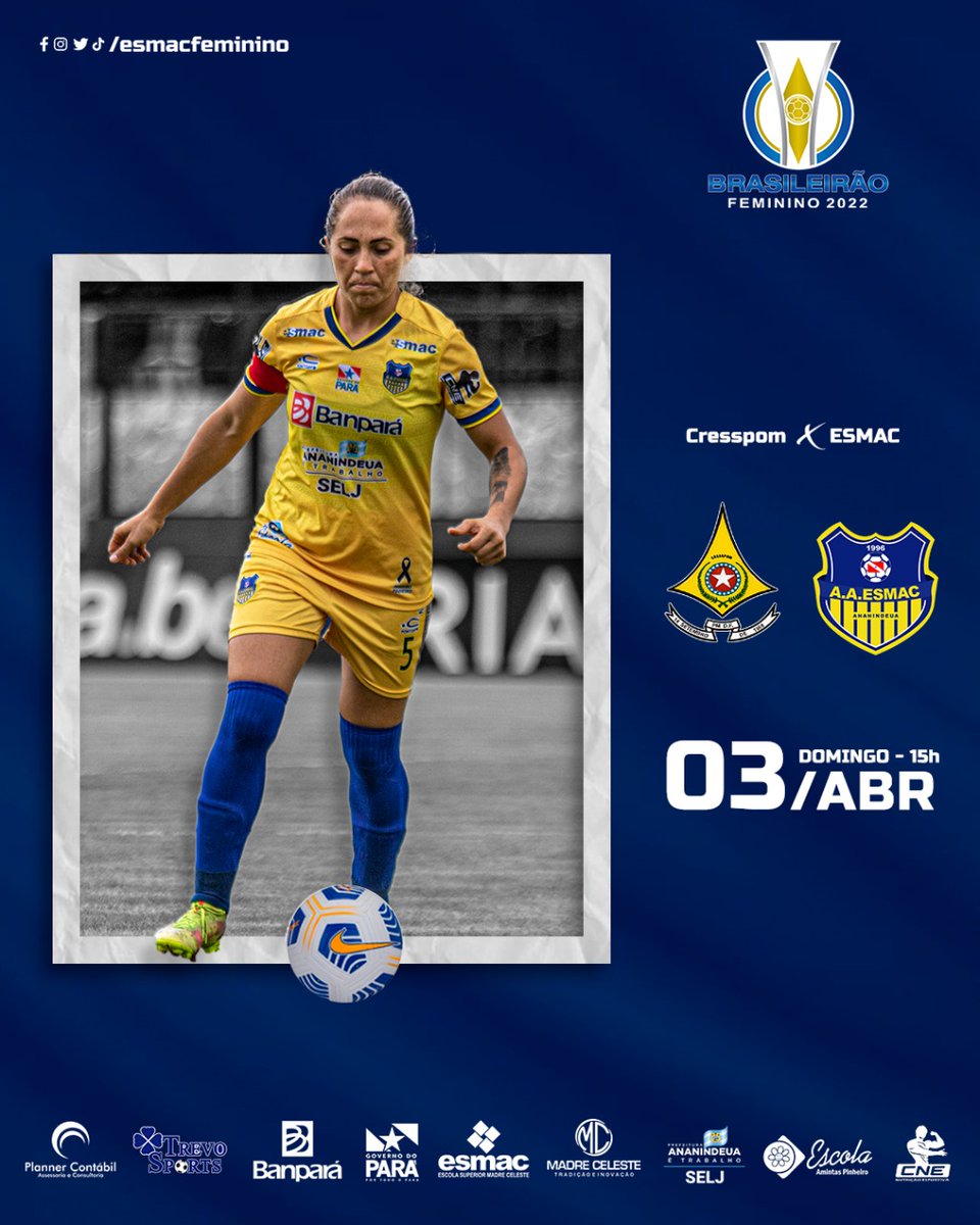 luizgustavoljor's tweet photo. Cresspom x ESMAC

Esmac quer a 2ª vitória seguida para subir na tabela do Brasileirão !

🏆Brasileirão Feminino A1
🆚1ª Fase - 5ª Rodada
⚽️Cresspom x Esmac
⏰15h
🏟 Abadião (Ceilândia)
💻📱 TV Cresspom (Youtube)

#GoEsmac #BrasileirãoFemininoNeoenergia #BRFeminino2022 https://t.co/RxUpdxhvKt