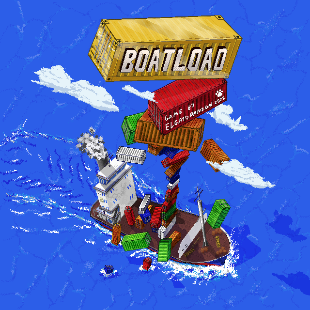 El_GatoPanzon's tweet photo. The second version of the titlescreen with some fixes and improvements. Now the logo really stands out! #pixelart #BoatloadGame #GodotEngine #gamedev #indiegame #indiedev https://t.co/1mkhEswPvq