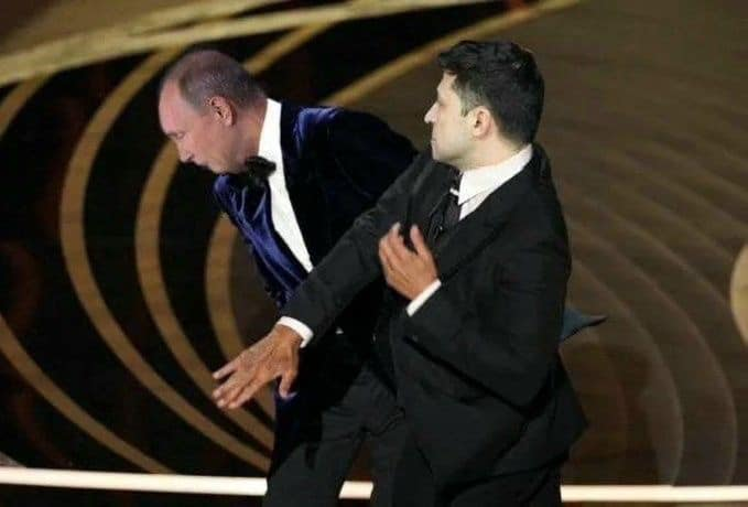 johnjoy1966's tweet photo. What we all really wanted to see at the Academy Awards. #Zelensky #bitchslapping #Putin https://t.co/K9mMHs3mep