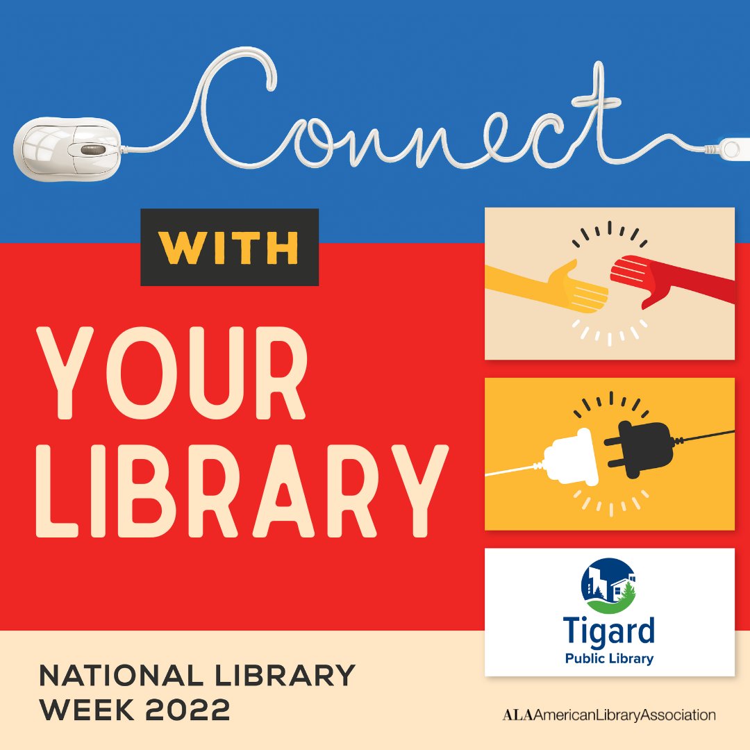 TigardLibrary's tweet photo. It's National Library Week! We're proud to serve Tigard as community hub for knowledge and enrichment where everyone feels welcome. Check in all week for stories, facts, and opportunities to connect!

#Tigard #TigardLibrary #OregonLibrary #NationalLibraryWeek #LibrariesTransform https://t.co/9LQJDB7FbK