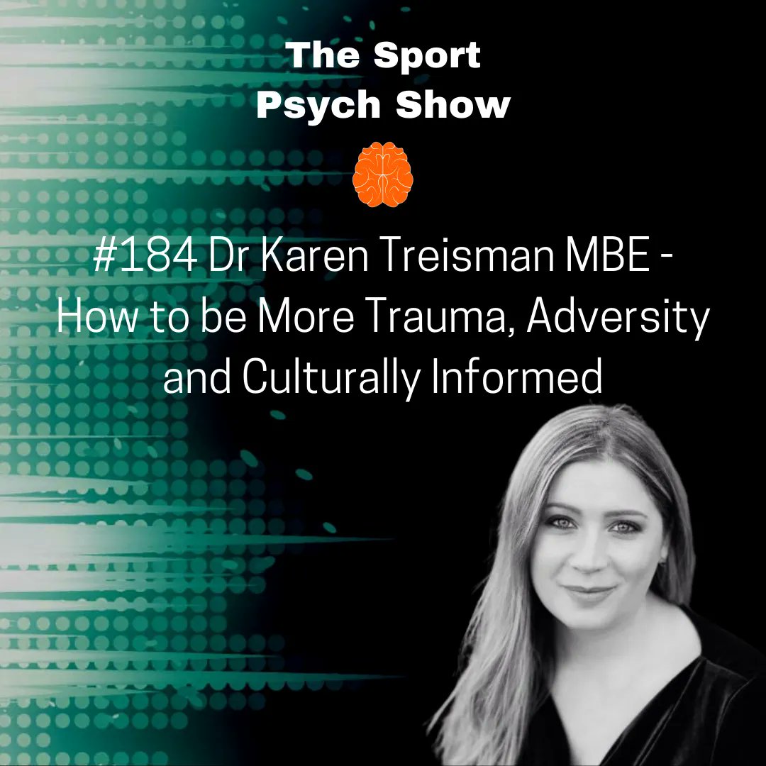 DanAbrahams77's tweet photo. Don't forget to listen to this week's episode of The Sport Psych Show with Dr Karen Treisman MBE @dr_treisman. Karen is an award winning clinical psychologist and trauma specialist. We discuss how to be more trauma, adversity and culturally informed https://t.co/CXTfDyOBhU https://t.co/coCNiUoz06