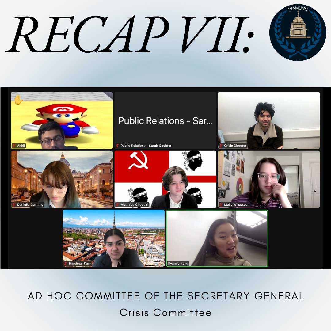 WAMUNC's tweet photo. Committee Session VII is ending. Can't believe committee flew by like that! Behold these highlights of some WAMUNC XXIV fun! Based on donations to our charity, chairs like Tommy Litchfield were able to complete Chair Dares, like drinking two ounces of soy sauce! Swipe to see... https://t.co/Z7NygEDxmC