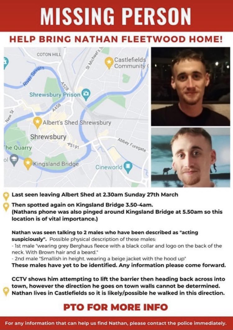 ShrewsLabour's tweet photo. Please share this and if you have any information please inform the police. We are continuing to pray for Nathan, his family and friends. https://t.co/sgJqEbAkIC