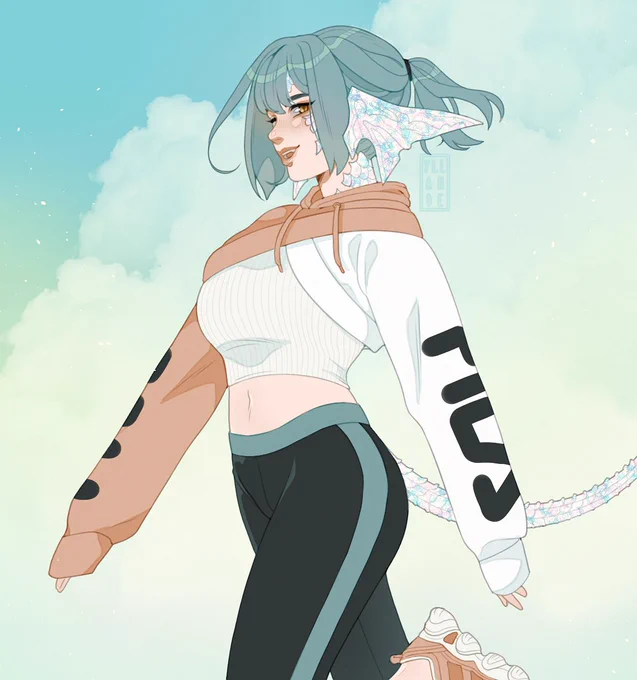 morning routine 💨 
Haruka without curly hair for once because I had been curious. I imagine her being a very sporty person #FFXIV #FF14 