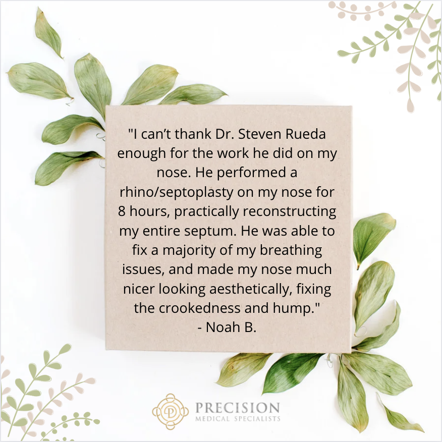 PrecisionMDs's tweet photo. Starting the week with a 5 star review from one of our rhinoplasty patients! Thank you Noah! #MondayMotivation #PrecisionMDs https://t.co/p6qoZNYotZ