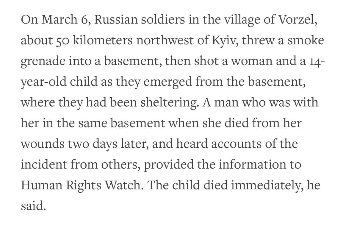 juliaioffe's tweet photo. The Human Rights Watch report on apparent war crimes Russian soldiers committed in areas around Kyiv makes for some harrowing reading. https://t.co/NOvac4Z5KP https://t.co/QEPblCwYsK