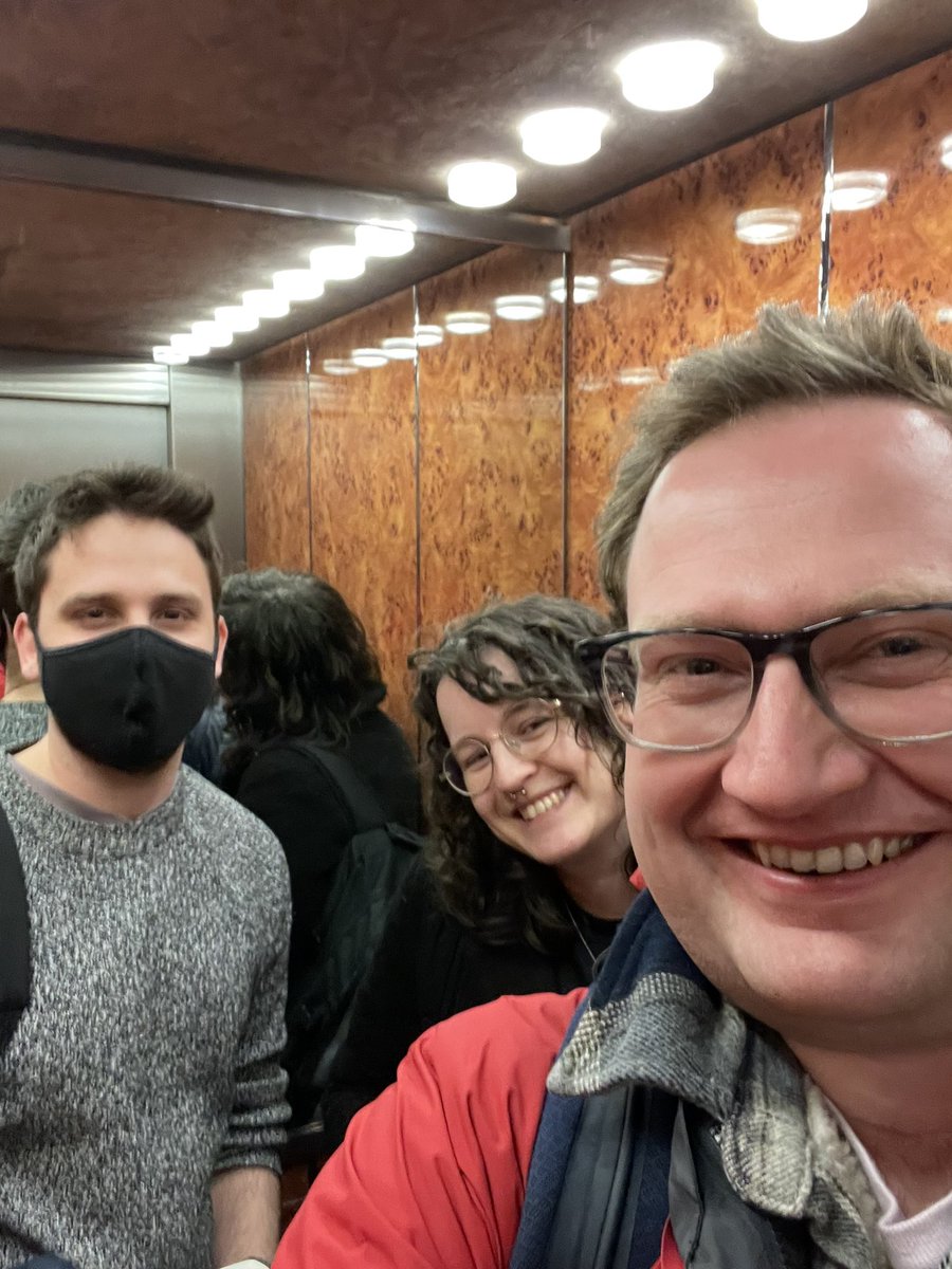 fozzz21's tweet photo. Got stuck in a lift. Great start to #Microbio22. @mulecc @emilywarmanj https://t.co/efeZyc5oph