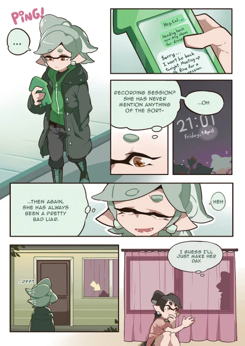 (Belated) April Fools' comic of the Squid Sisters.

Neither of them can fool the other. 