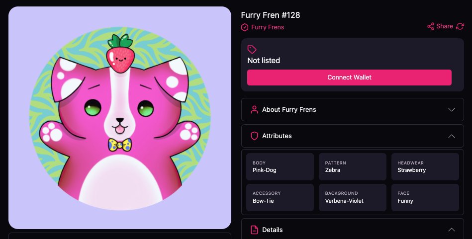girlfrensNFT's tweet photo. Furry Fren #128 found a new home on @MagicEden 🍓 https://t.co/65I75gJPe4