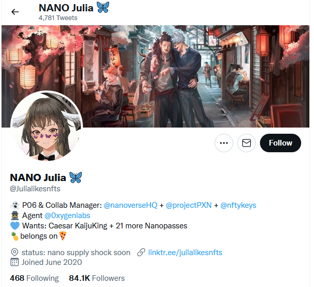 For those that ever had any communication with the NFT influencer @Julialikesnfts - this is most likely a man who pretends to be a female. Full story here: nanojulia.notion.site/nanojulia/NANO…