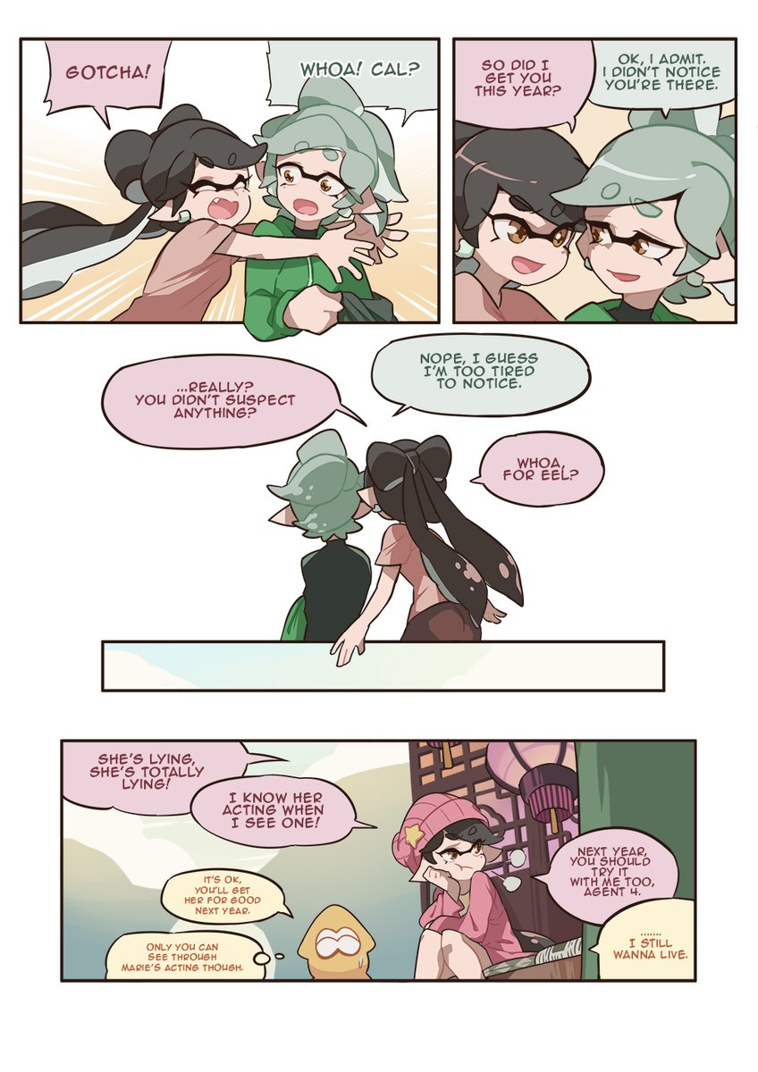 (Belated) April Fools' comic of the Squid Sisters.

Neither of them can fool the other. 