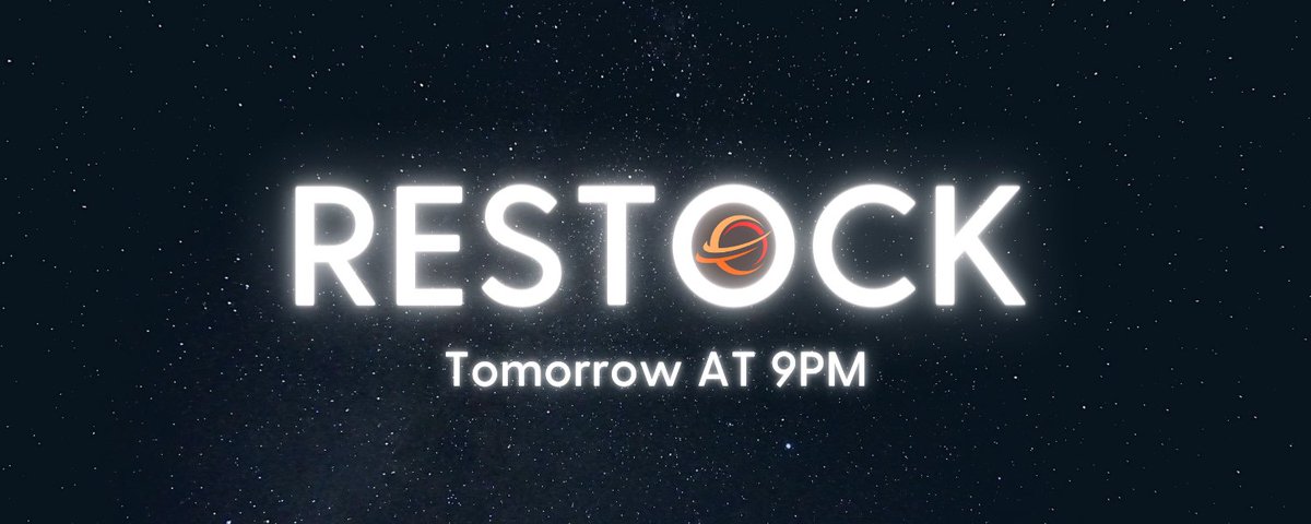 Good evening to all inhabitants of the earth 🌎 

We give you another chance to join us on our planet tomorrow evening at 9:00pm on our restock server 🚀 
Some drops are coming this week, it might be useful for you !

Like/RT/Follow For the chance to join us tonight 🍀
