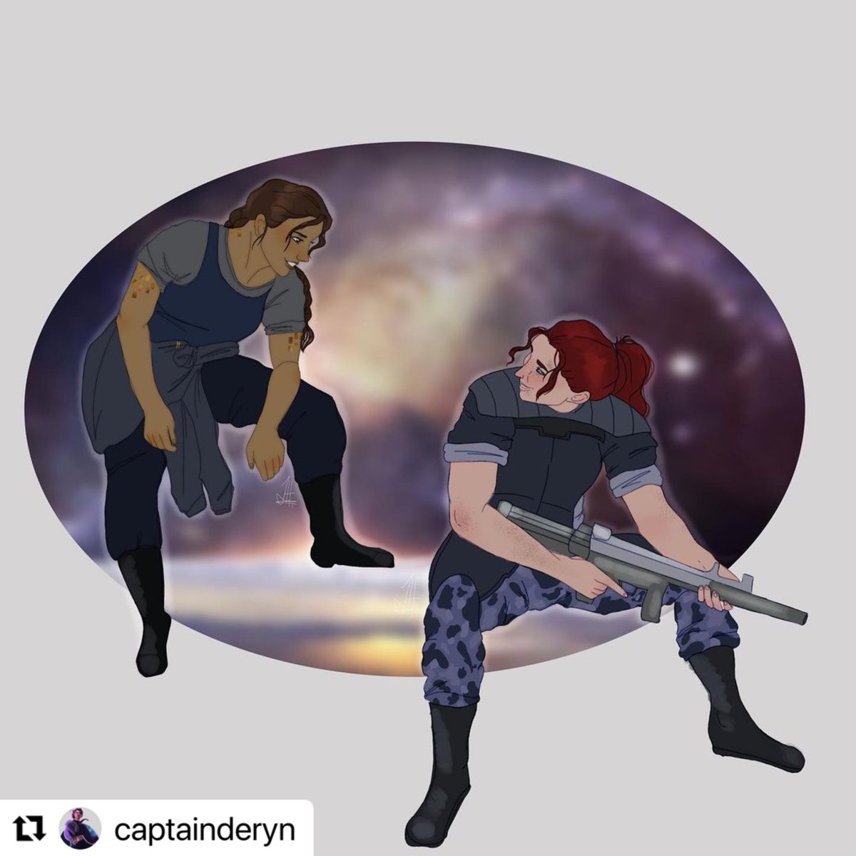 jsdewes's tweet photo. YOU GUYS! 👀😱
It happened! FAN ART! Ahhhhhhhh
Absolutely love this depiction of Rake, hanging out with Commander Shepard no less 😎
Thanks so much to the talented @captainderyn on Instagram for sharing!
https://t.co/j2op626Z3X
#TheLastWatch #TheExiledFleet @torbooks https://t.co/mIKmWSTLlH